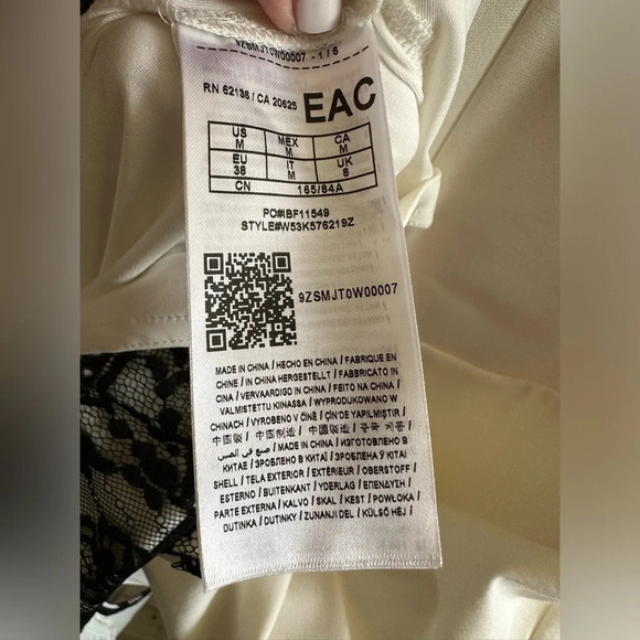 NWT! GUESS White MIDI Dress Black Elegant Dainty Eyelash Lace V Back Lined MED - Picture 6 of 15